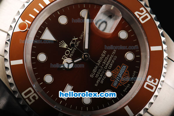 Rolex Submariner Swiss ETA 2836 Automatic Movement Full Steel Case/Strap with Brown Dial and Brown Bezel - Click Image to Close